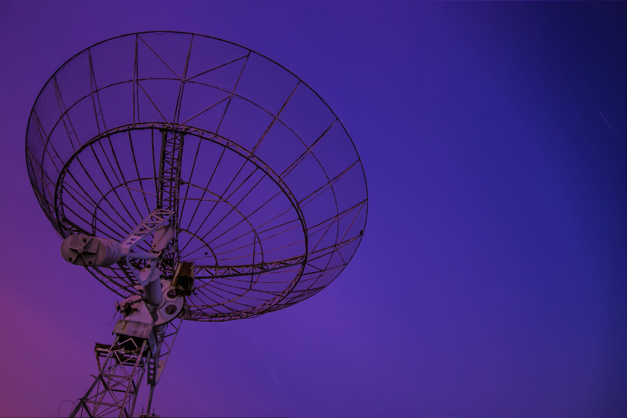 satellite dish in evening sky